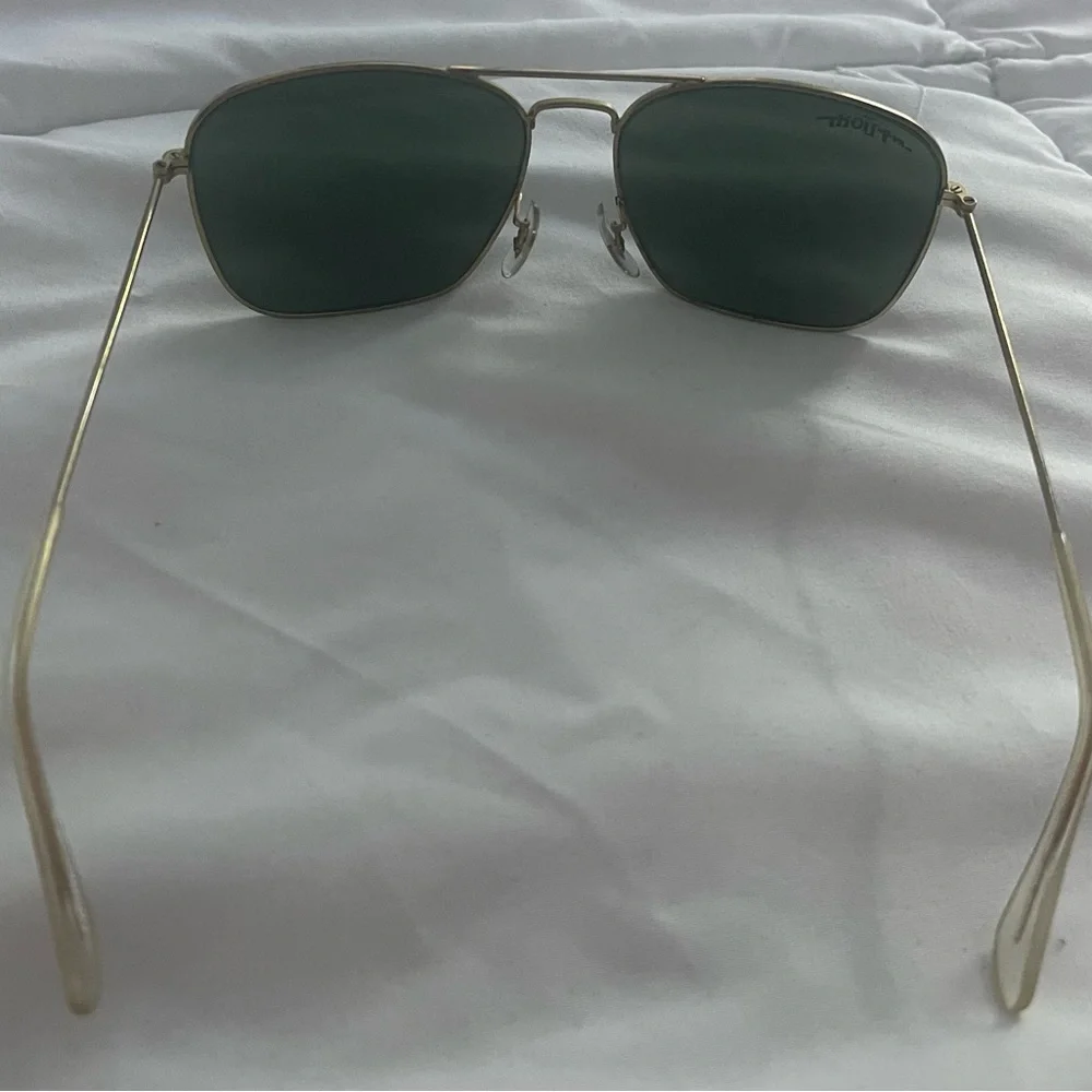 INFLIGHT Pilot Black Gold Sunglasses Aviator Vintage Double Bridge Celebrity